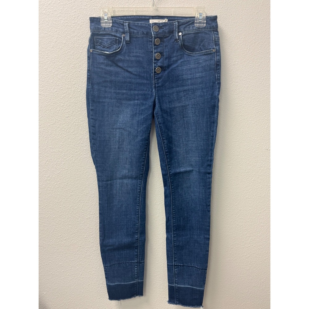 Unpublished Button Fly High Rise‎ Raw Hem Dark Wash Jeans Size 28